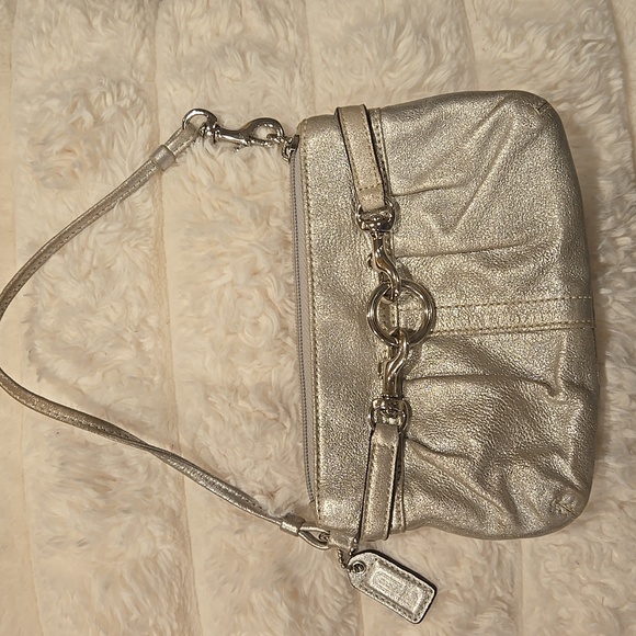 Coach Handbags - Coach Silver Metallic Women's Wristlet